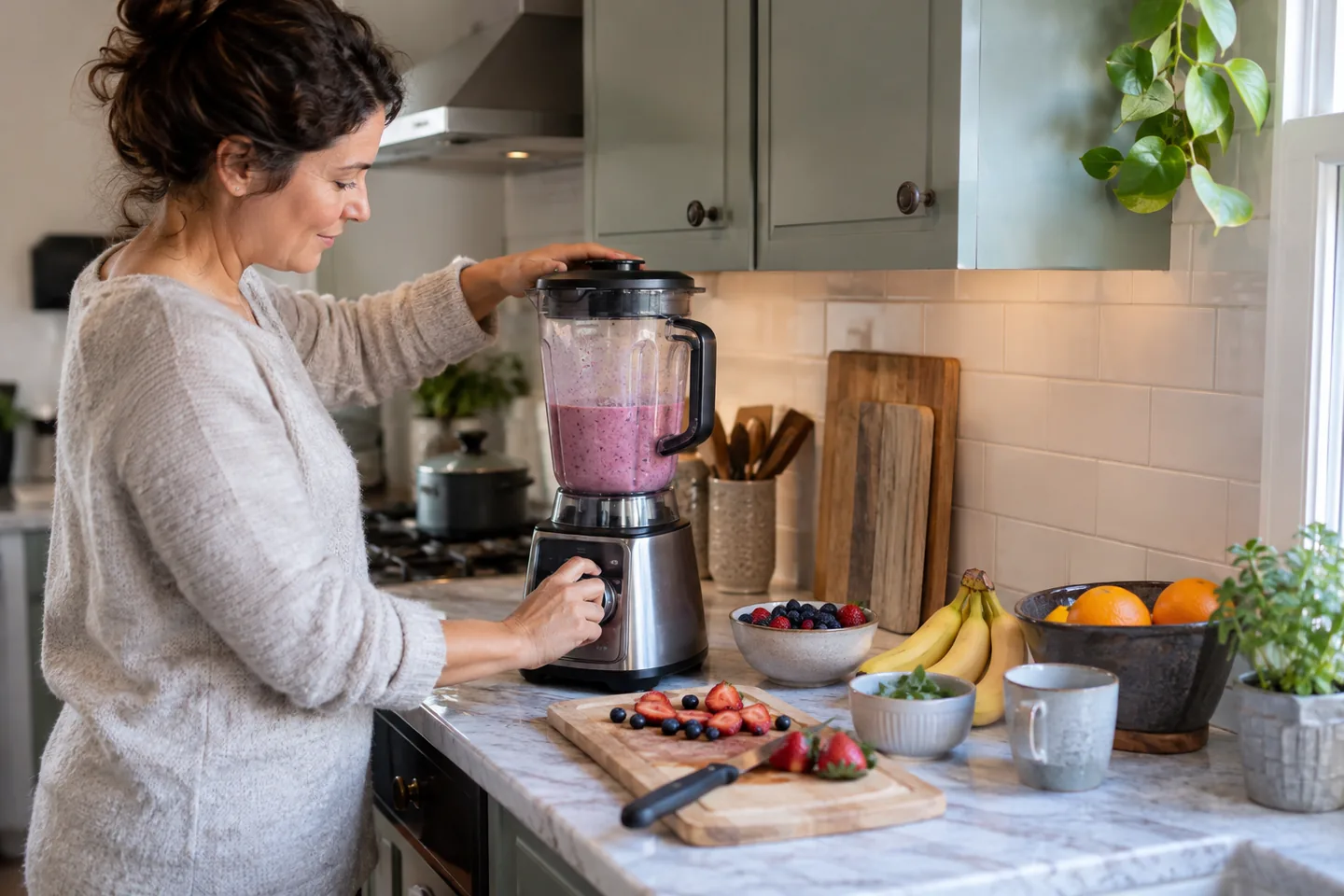 Lifestyle scene for Blenders for Smoothies, Soups, and Small Kitchens