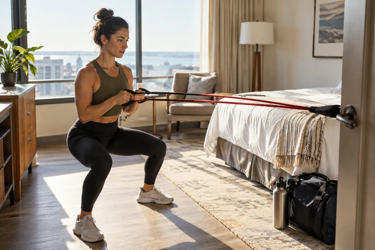 Lifestyle scene for Resistance Bands for Travel and Small Spaces